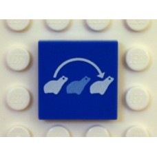 Part 3068bpb0382 Blue Tile 2 x 2 with 3 Frogs and Curved Arrow Pattern 